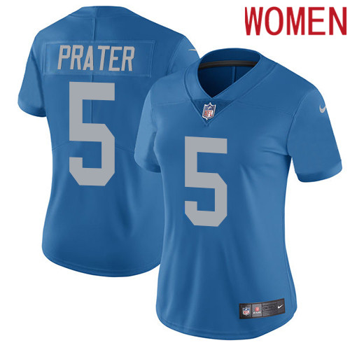 2019 Women Detroit Lions #5 Prater blue  Nike Vapor Untouchable Limited NFL Jersey style 2